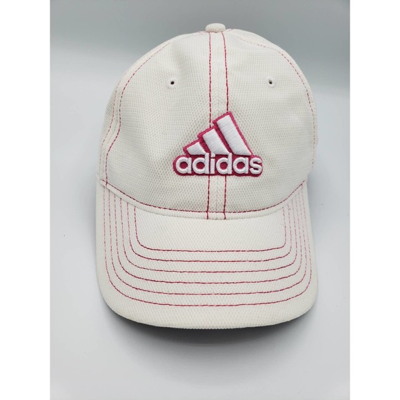 Adidas Hat Adjustable Size Off White with Pink Stitching - Picture 1 of 5